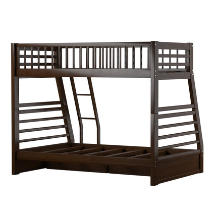 ACME 02020 Jason Twin/Full Bunk Bed & Drawers, Espresso (1Set/2Ctn)