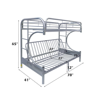 ACME 02091W-SI Eclipse Twin/Full/Futon Bunk Bed, Silver
