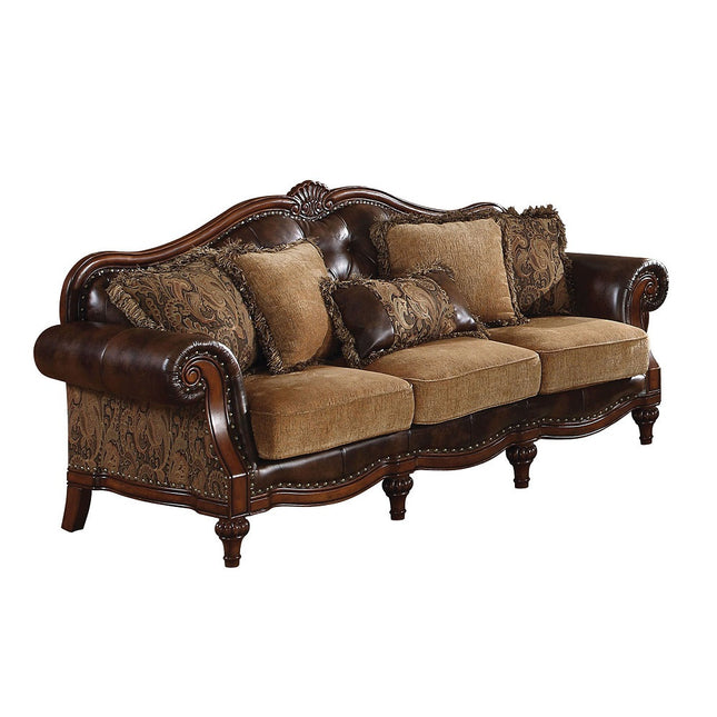 ACME 05495 Dreena Sofa with 5 Pillows, PU & Chenille