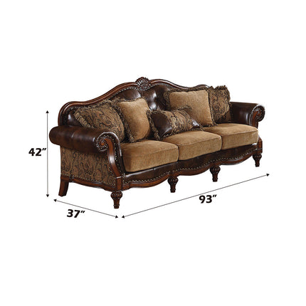 ACME 05495 Dreena Sofa with 5 Pillows, PU & Chenille