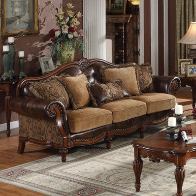 ACME 05495 Dreena Sofa with 5 Pillows, PU & Chenille ACME Furniture