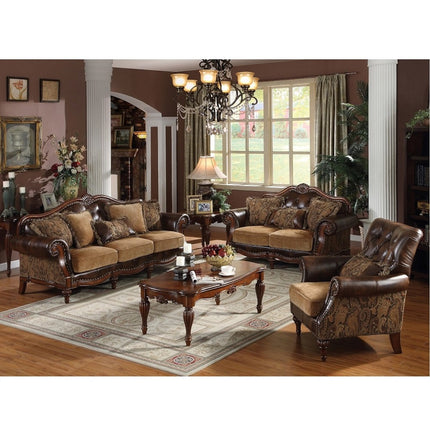 ACME 05496 Dreena Loveseat with 3 Pillows, PU & Chenille