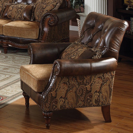 ACME 05497 Dreena Chair with 1 Pillow, PU & Chenille