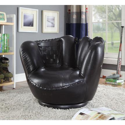 ACME 05522 All Star 2 Piece Pack Chair & Ottoman, Baseball: Black Glove Chair, White Ottoman