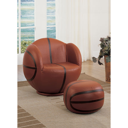 ACME 05527 All Star 2 Piece Pack Chair & Ottoman, Basketball: Brown & Black