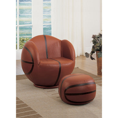 ACME 05527 All Star 2 Piece Pack Chair & Ottoman, Basketball: Brown & Black ACME Furniture