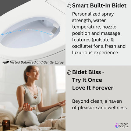 FORNO ACQUA Luxurious Super Smart Toilet. Includes Bidet, Heated Seat, Auto Flush, Auto Lid, Powerful Flush, Ideal for master bathrooms. FORNO ACQUA