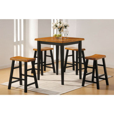 ACME 07285 Gaucho 5 Piece Pack Counter Height Set, Oak & Black ACME Furniture