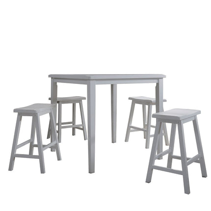 ACME 07289 Gaucho 5 Piece Pack Counter Height Set, White