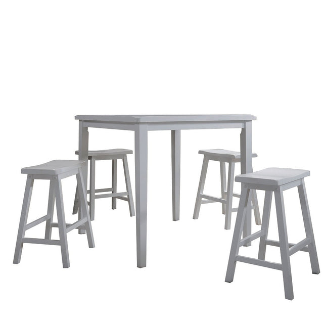 ACME 07289 Gaucho 5 Piece Pack Counter Height Set, White