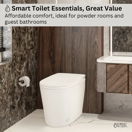 FORNO ACQUA Luxurious Smart Toilet. Includes Auto Flush, Powerful Flush, sleek tankless design Ideal for Powder Rooms. FORNO ACQUA