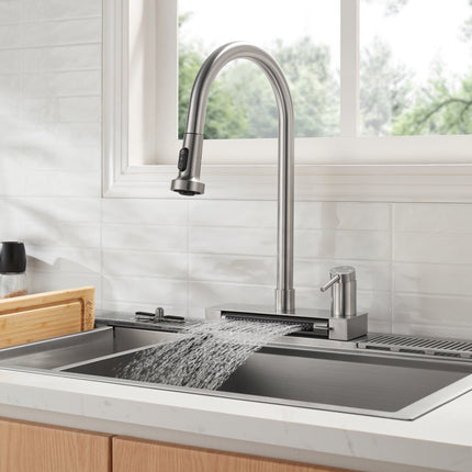 FORNO ACQUA 4 Function Waterfall  Pull-Down Kitchen Faucet