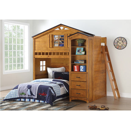 ACME 10163 Tree House Bookcase Cabinet, Rustic Oak  5