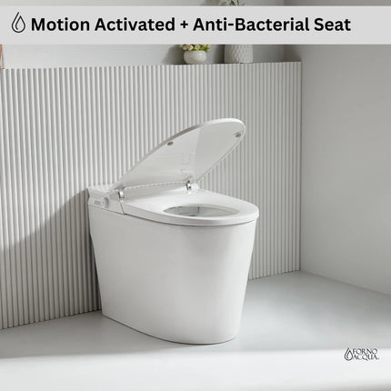 FORNO ACQUA Luxurious Smart Toilet. Includes Auto Flush, Auto Lid, Powerful Flush, sleek tankless design Ideal for Powder Rooms. FORNO ACQUA