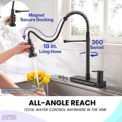 FORNO ACQUA 4 function pull-Down Waterfall Kitchen Faucet