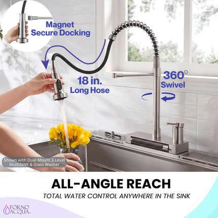 FORNO ACQUA 4 Function  Pull-Down Waterfall Kitchen Faucet