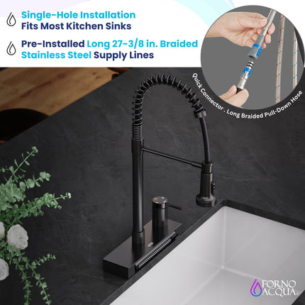 FORNO ACQUA 4 function pull-Down Waterfall Kitchen Faucet