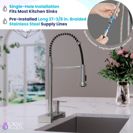FORNO ACQUA 4 Function  Pull-Down Waterfall Kitchen Faucet