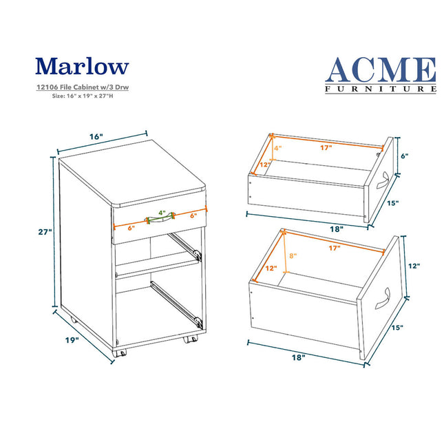 ACME 12106 Marlow File Cabinet, Espresso