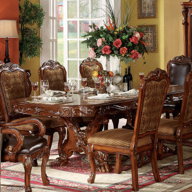ACME 12150 Dresden Dining Table with Trestle Pedestal, Cherry Oak (1Set/2Ctn) ACME Furniture