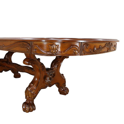 ACME 12150 Dresden Dining Table with Trestle Pedestal, Cherry Oak (1Set/2Ctn)