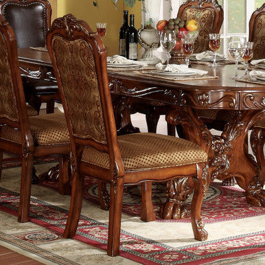 ACME 12153 Dresden Side Chair (Set-2), Fabric & Cherry Oak ACME Furniture