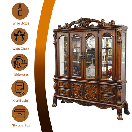 ACME 12155 Dresden Hutch & Buffet, Cherry Oak (1Set/2Ctn)