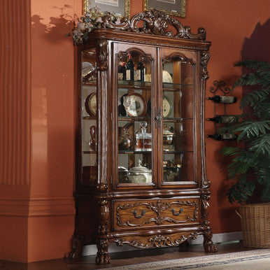 ACME 12158 Dresden Curio Cabinet, Cherry Oak (1Set/2Ctn) ACME Furniture