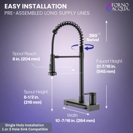 FORNO ACQUA 4 function pull-Down Waterfall Kitchen Faucet