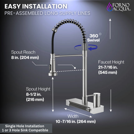 FORNO ACQUA 4 Function  Pull-Down Waterfall Kitchen Faucet