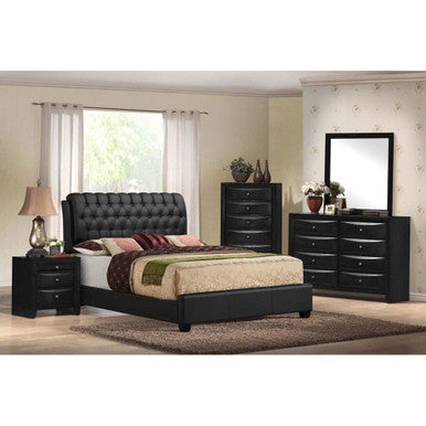 ACME 14350Q Ireland II Queen Bed (Button Tufted), Black PU (1Set/2Ctn) ACME Furniture