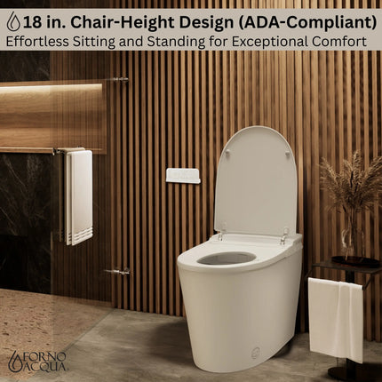 FORNO ACQUA Luxurious Super Smart Toilet. Includes Bidet, Heated Seat, Auto Flush, Auto Lid, Powerful Flush, Ideal for master bathrooms. FORNO ACQUA