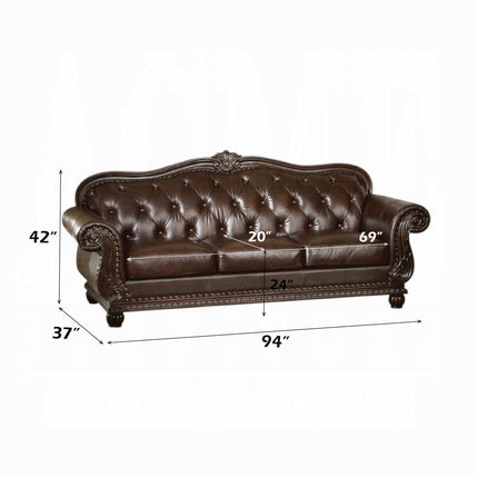 ACME 15030 Anondale Sofa, Espresso Top Grain Leather Match ACME Furniture