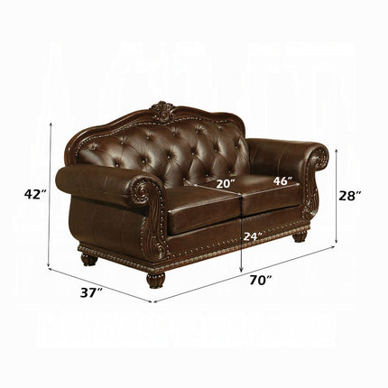 ACME 15031 Anondale Loveseat, Espresso Top Grain Leather Match ACME Furniture