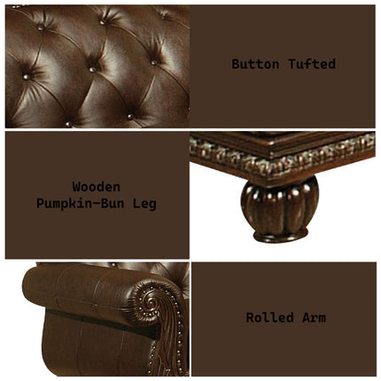 ACME 15031 Anondale Loveseat, Espresso Top Grain Leather Match ACME Furniture