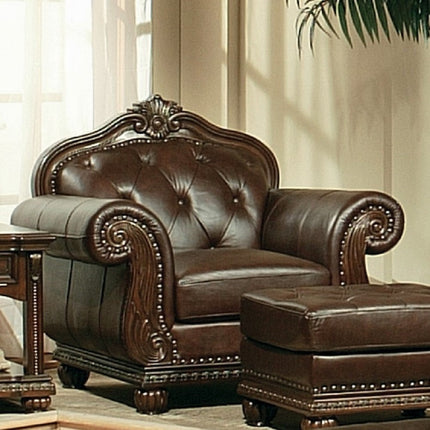 ACME 15032 Anondale Chair, Espresso Top Grain Leather Match ACME Furniture