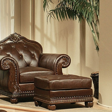 ACME 15034 Anondale Ottoman, Espresso Top Grain Leather Match ACME Furniture