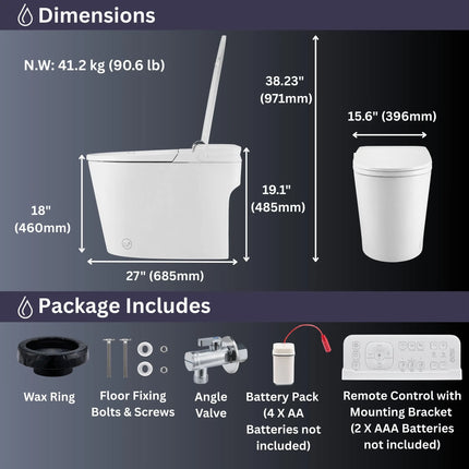 FORNO ACQUA Luxurious Super Smart Toilet. Includes Bidet, Heated Seat, Auto Flush, Auto Lid, Powerful Flush, Ideal for master bathrooms. FORNO ACQUA