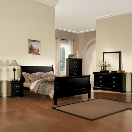 ACME 19500Q Louis Philippe III Queen Bed, Black (1Set/2Ctn)