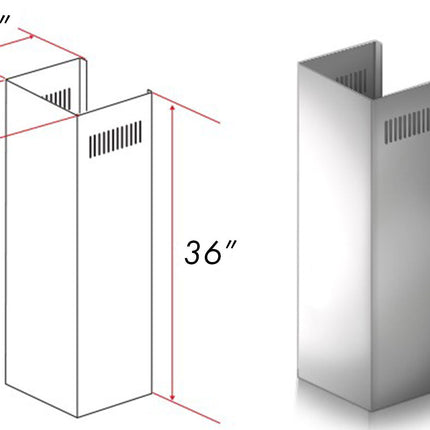 ZLINE 1-36 in. Chimney Extension for 9 ft. to 10 ft. Ceilings (1PCEXT-587/597)