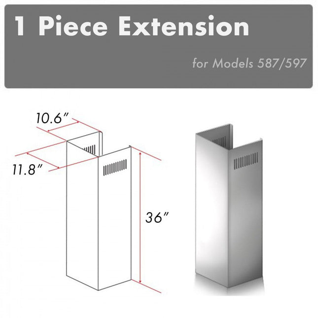 ZLINE 1-36 in. Chimney Extension for 9 ft. to 10 ft. Ceilings (1PCEXT-587/597) Plaza Home Decor