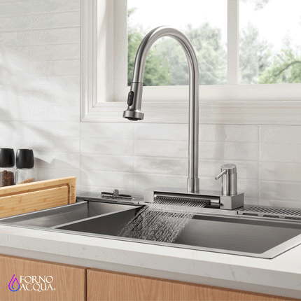 FORNO ACQUA 4 Function Waterfall  Pull-Down Kitchen Faucet