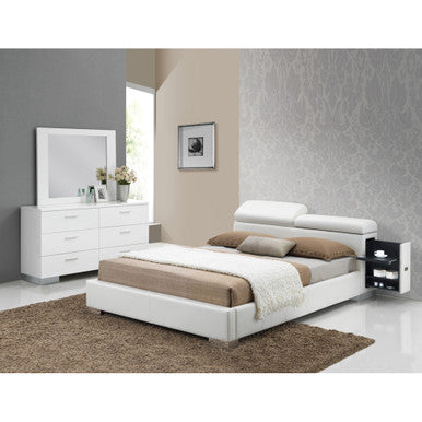 ACME 20417EK Manjot White PU Eastern King Bed ACME Furniture