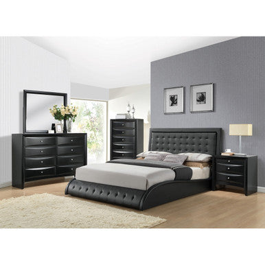 ACME 20657EK Tirrel Eastern King Black PU Bed ACME Furniture