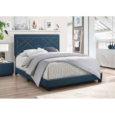 ACME 20860Q Ishiko Queen Bed, Dark Teal Fabric ACME Furniture