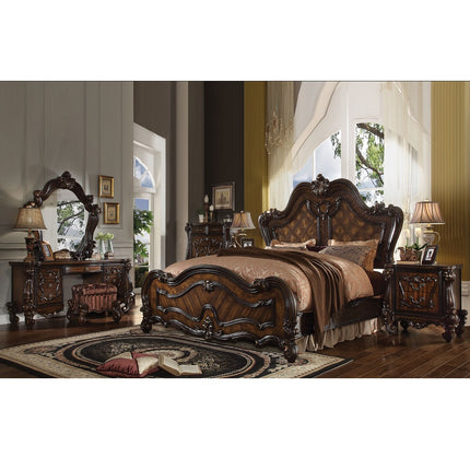 ACME 21108 Versailles Vanity Stool, Fabric & Cherry Oak  2