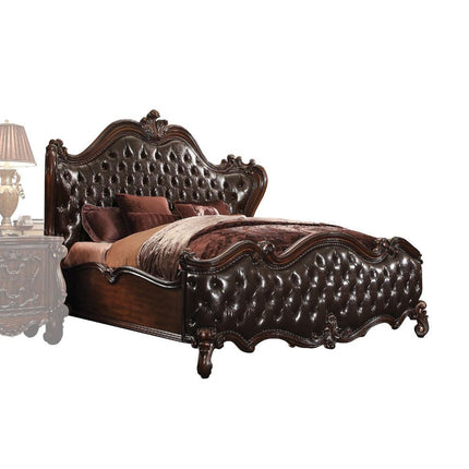 ACME 21114CK Versailles California King Bed, 2-Tone Dark Brown PU & Cherry Oak (1Set/3Ctn)