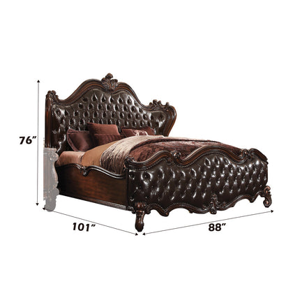 ACME 21114CK Versailles California King Bed, 2-Tone Dark Brown PU & Cherry Oak (1Set/3Ctn)  2