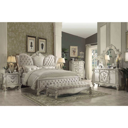 ACME 21124CK Versailles California King Bed, Ivory Velvet & Bone White (1Set/3Ctn)  1