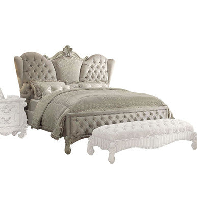 ACME 21127EK Versailles Eastern King Bed, Ivory Velvet & Bone White (1Set/3Ctn) ACME Furniture